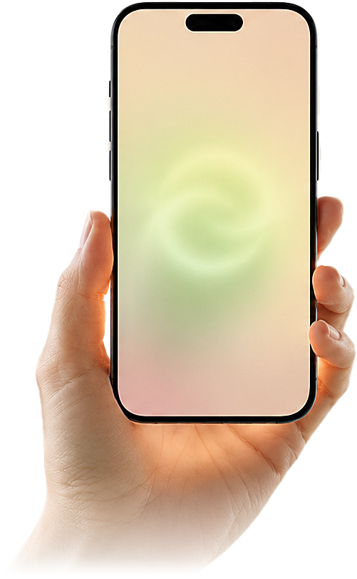Hand holding a phone showing a WiVO conversation